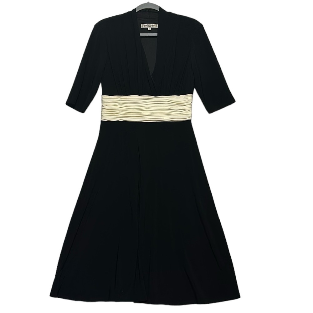 Evan-Picone V-Neck Black Dress Mid-Length Size 10